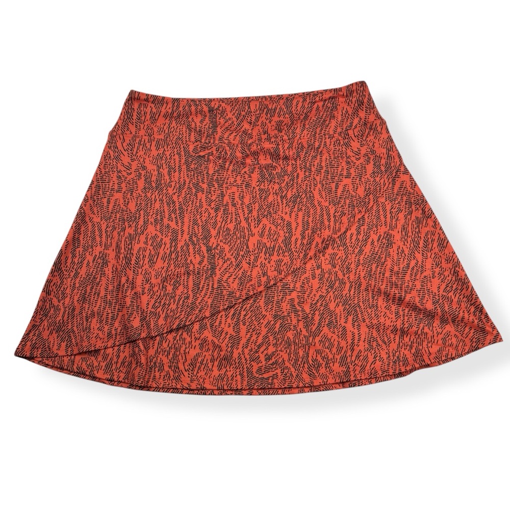 Eddie Bauer Faux Wrap Skirt Womens Large L Orange Black‎ Kacey Skirt Stretch